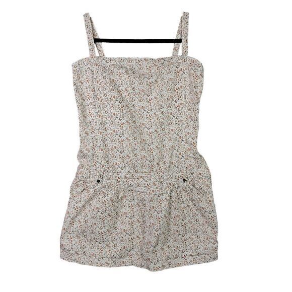 Raul Blanco Dresses & Skirts - Blanco Denim Dress‎ Womens Large Dixie Floral Cream Pockets Stretch Spain Sporty